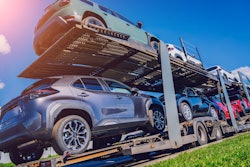 Semi hauling cars