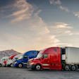 Semi trucks parked outside