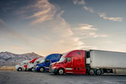 Semi trucks parked outside