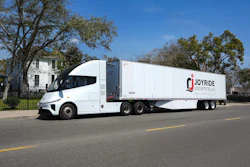 The truck manufacturer joined forces with JoyRide Logistics and EO Charging to demonstrate the truck's 420-mile range and much more.