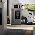EV semi-truck plugged into 12 MW charging station