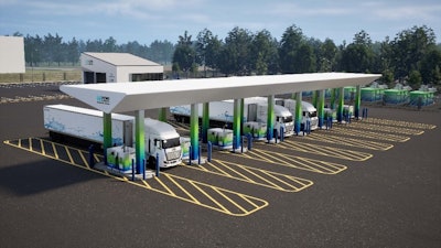 HTWO Energy Savannah station hydrogen refueling depictions are represented for the planned facility in Pooler, Georgia.