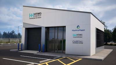 HTWO Energy Savannah station hydrogen refueling depictions are represented for the planned facility in Pooler, Georgia.