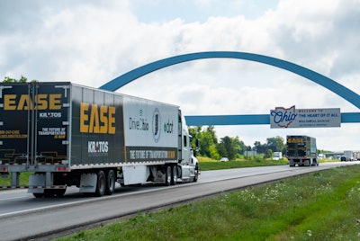 Two trucks equipped with Kratos Defense platooning technology are operating along I-70 for Ease Logistics.