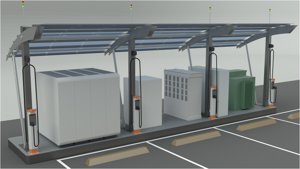 This new EV modular charging platform (above) is designed to tackle grid delays as a stopgap measure until major infrastructure is built.