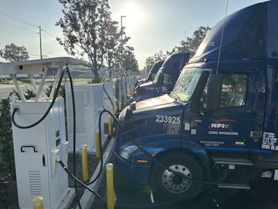 A new Prologis Mobility charging depot in Ontario, California, will support NFI’s fleet of nearly 90 electric Class 8 trucks.