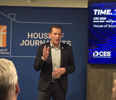 Federico Morales-Zimmermann, vice president & general manager, global OEM customers, products and engineering at Clarios, during a media address earlier this year at the Consumer Electronics Show in Las Vegas.