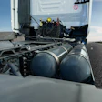 Close-up of truck natural gas fuel tanks