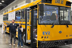 A BC Hydro battery-electric school bus equipped with V2G technology.