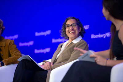 CARB Chair Liane Randolph laughing during Bloomberg NEF panel discussion