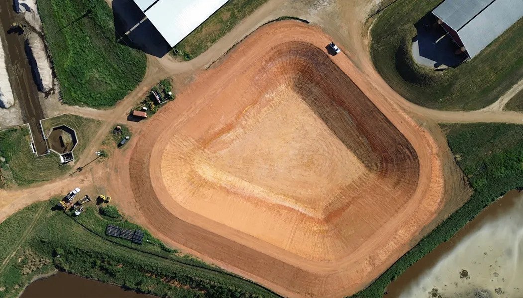 Aerial view of a Clean Energy RNG production site under construction in Georgia.