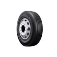 Firestone truck tire with silver wheel rim on white background