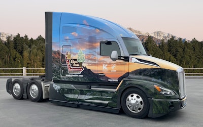 The 2025 U.S. Capitol Christmas Tree will be hauled by a Kenworth T680, provided by the manufacturer, sporting a newly installed graphics wrap to commemorate the occasion.