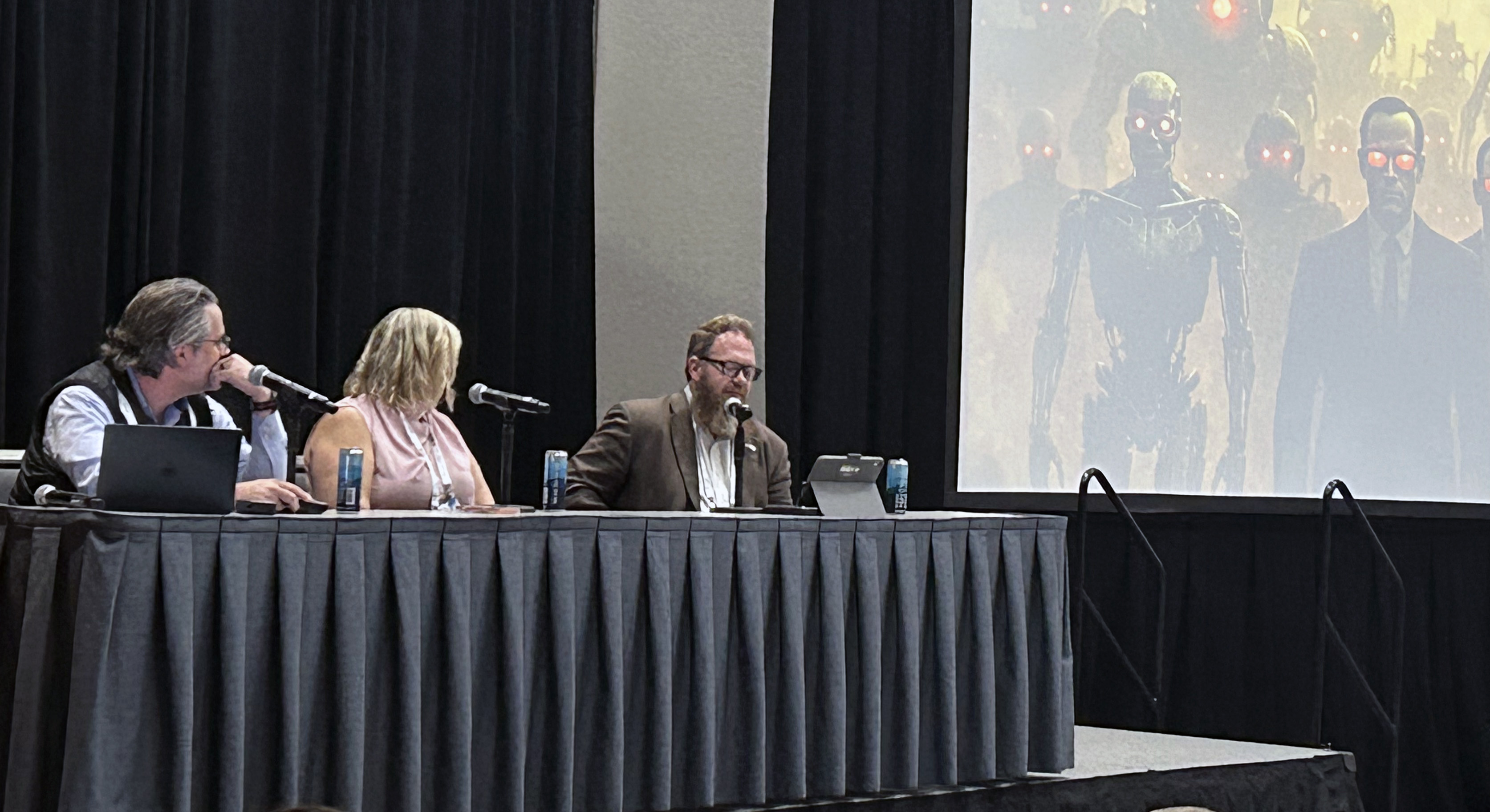 Motive Lead Solution Engineer Greg Ryan; Karol Smith Estes Forwarding Director of Transport Compliance; and Jared Whitson, director of safety for Bennett Family of Companies (CCJ Top 250, No. 34).