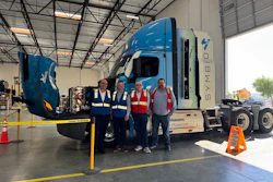 One of two Freightliner Cascadia's in Talke USA's fleet that's been retrofitted with a Symbio-developed fuel cell system and a hydrogen-electric powertrain.