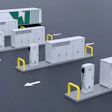 Electric vehicle charging station with multiple charging units and storage modules