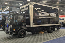 Bollinger Motors' battery-electric B4 chassis cab on display at the 2025 Advanced Clean Technology Expo.