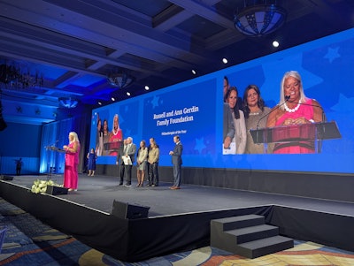 Julie Durr accepts the award on behalf of the Gerdin Family.