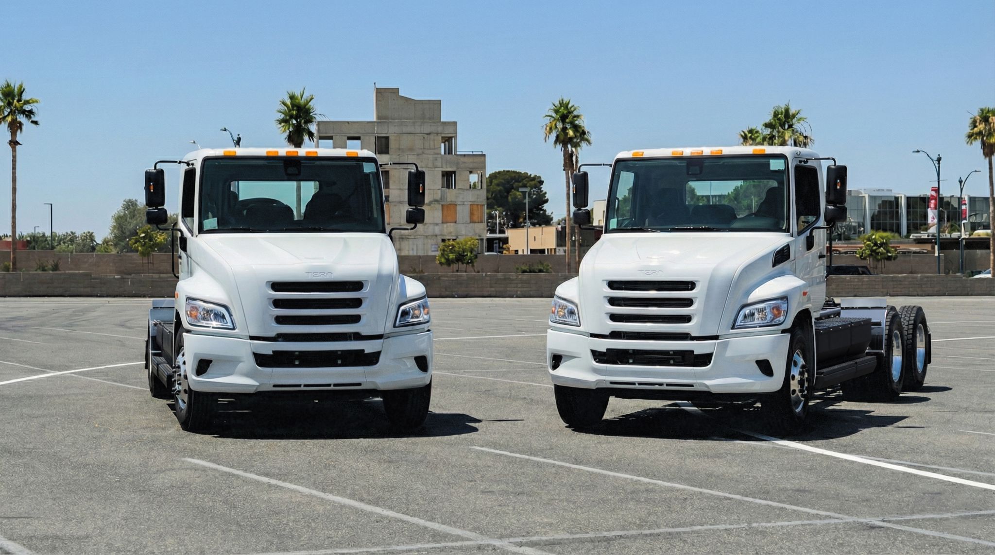 The Tern RC8 (left) and the new RC8 6x2 80k (right) are shown parked side by side in a parking lot.
