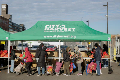City Harvest's Volvo VNR Electric trucks deliver rescued food from NYC businesses to pantries, soup kitchens, and mobile markets.
