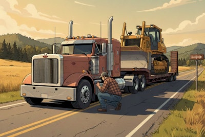 Truck driver John Doe almost missed the muffler in the road... almost.