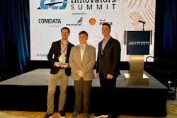 GP Transco upgraded its in-house TMS with two AI-powered tools to improve driver/load planning and reduce inefficiencies. Currently, 95% of load entries are automated through data robots and EDI, minimizing mismatched loads, reducing planner workload and boosting customer satisfaction. The company was named CCJ's Innovator of the Year Thursday night. Pictured are CEO Dominic Zastarskis and Amos Savickas, EVP of Operations.