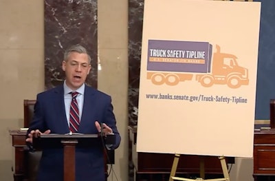 Senator Jim Banks (R-Ind.) on Wednesday introduced the Dalilah Law–legislation that would require states to take specific measures to get illegal alien truck drivers off America’s roads to receive federal Department of Transportation funding.