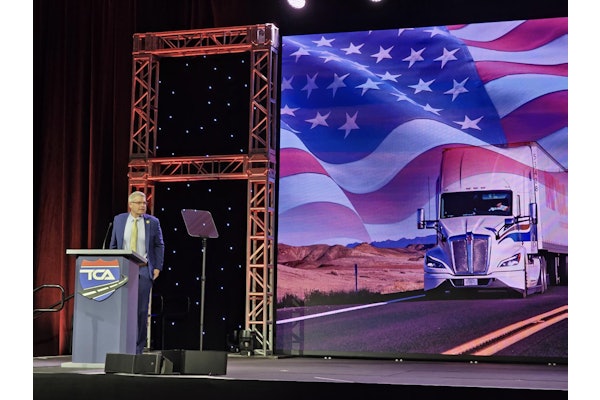 FMCSA Administrator Derek Barrs speaks at TCA Truckload 2026.