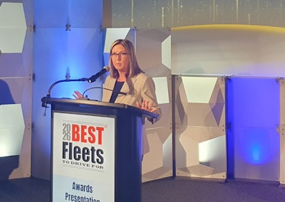 Julia Williams of FTC Transportation, Inc. accepts the 2026 Best Fleets to Drive For Stratosphere Award.