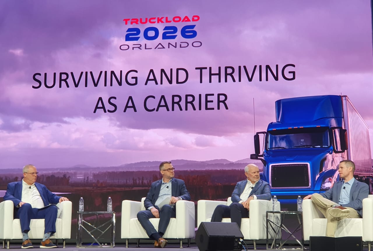 Graig Morin, President, Brown Dog Carriers; Chris Hummer, President, Don Hummer Trucking; Mark Walker, CEO, TransLand; and Ty Walker, Director of Finance, Stokes Trucking, at TCA Truckload 2026.