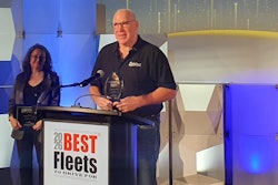 Tony Smith of Crawford Trucking Inc. accepts the 2026 Best Fleets to Drive For Award for the Best Overall Fleet in the small carrier category.