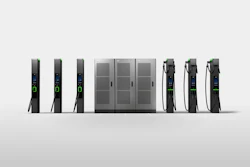 ABB E-mobility's M-Series EV charging platform features a modular split-system design that separates power cabinets from dispensers to improve flexibility, utilization, and site efficiency.