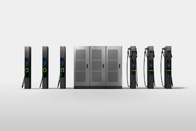 ABB E-mobility's M-Series EV charging platform features a modular split-system design that separates power cabinets from dispensers to improve flexibility, utilization, and site efficiency.
