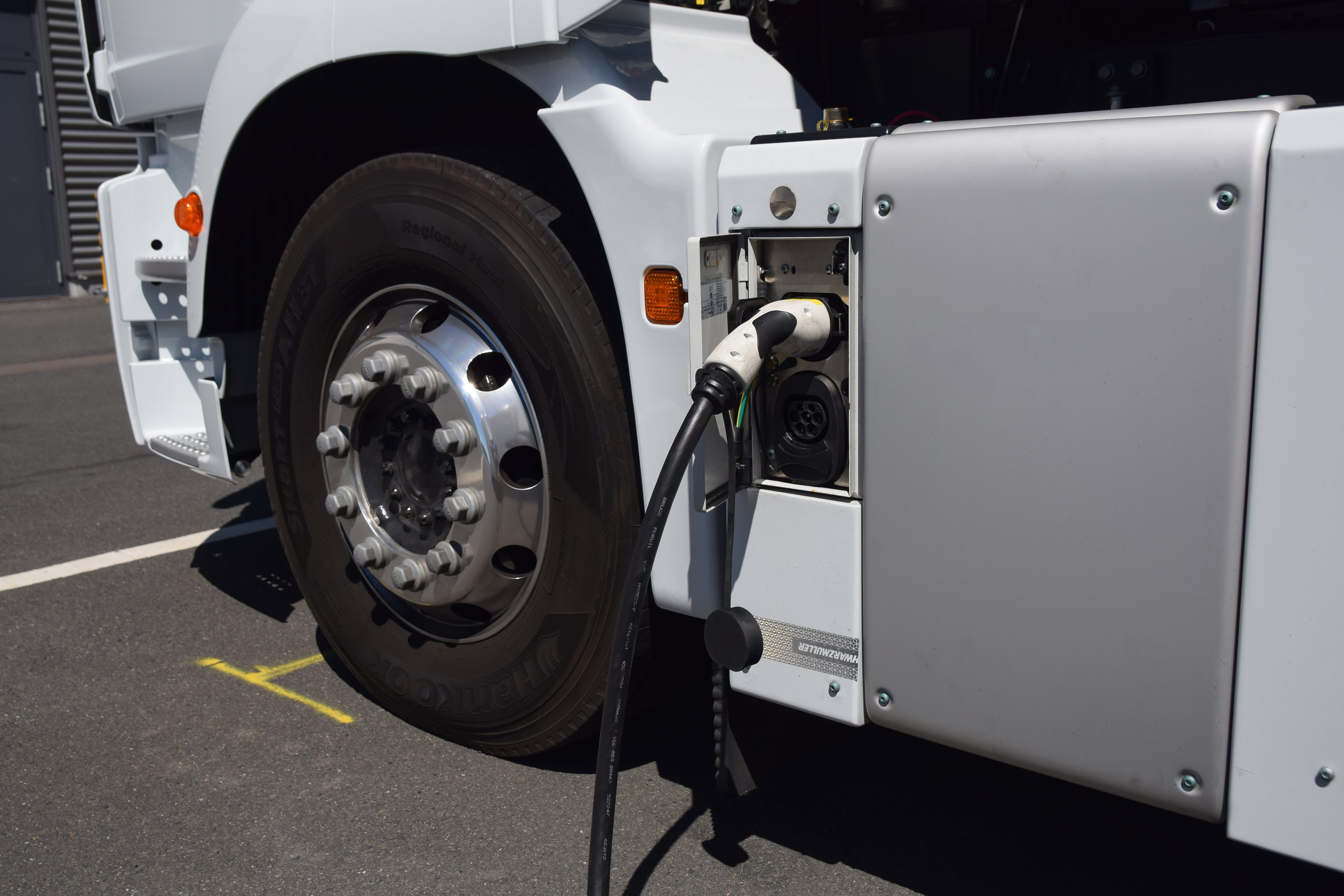 Battery Electric Class 8 Truck Charging At Depot