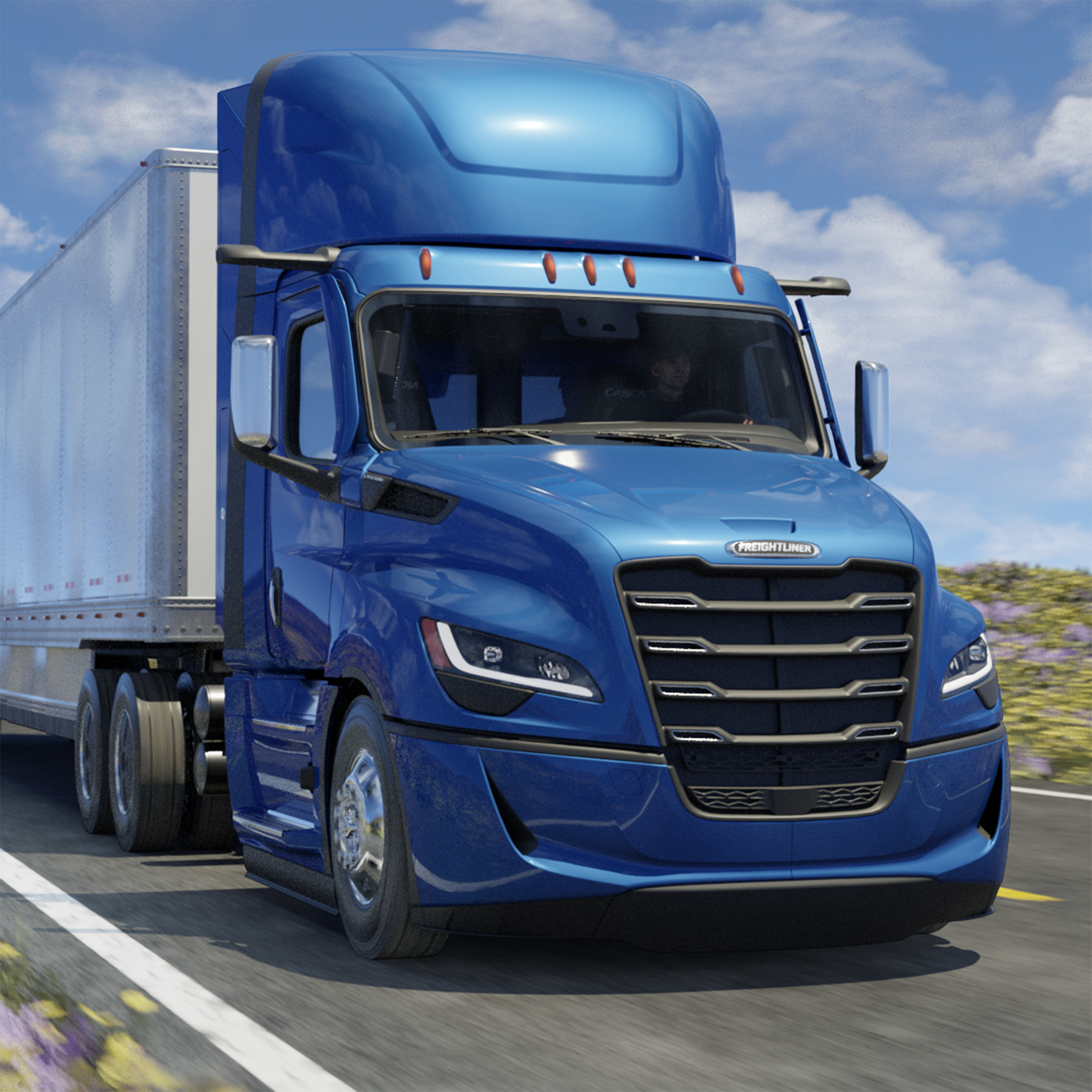 Freightliner Cascadia powered by the Cummins X15N natural gas engine.