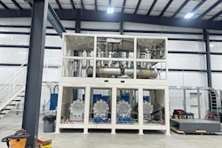 Industrial manufacturing equipment needed for hydrogen refueling in a warehouse.