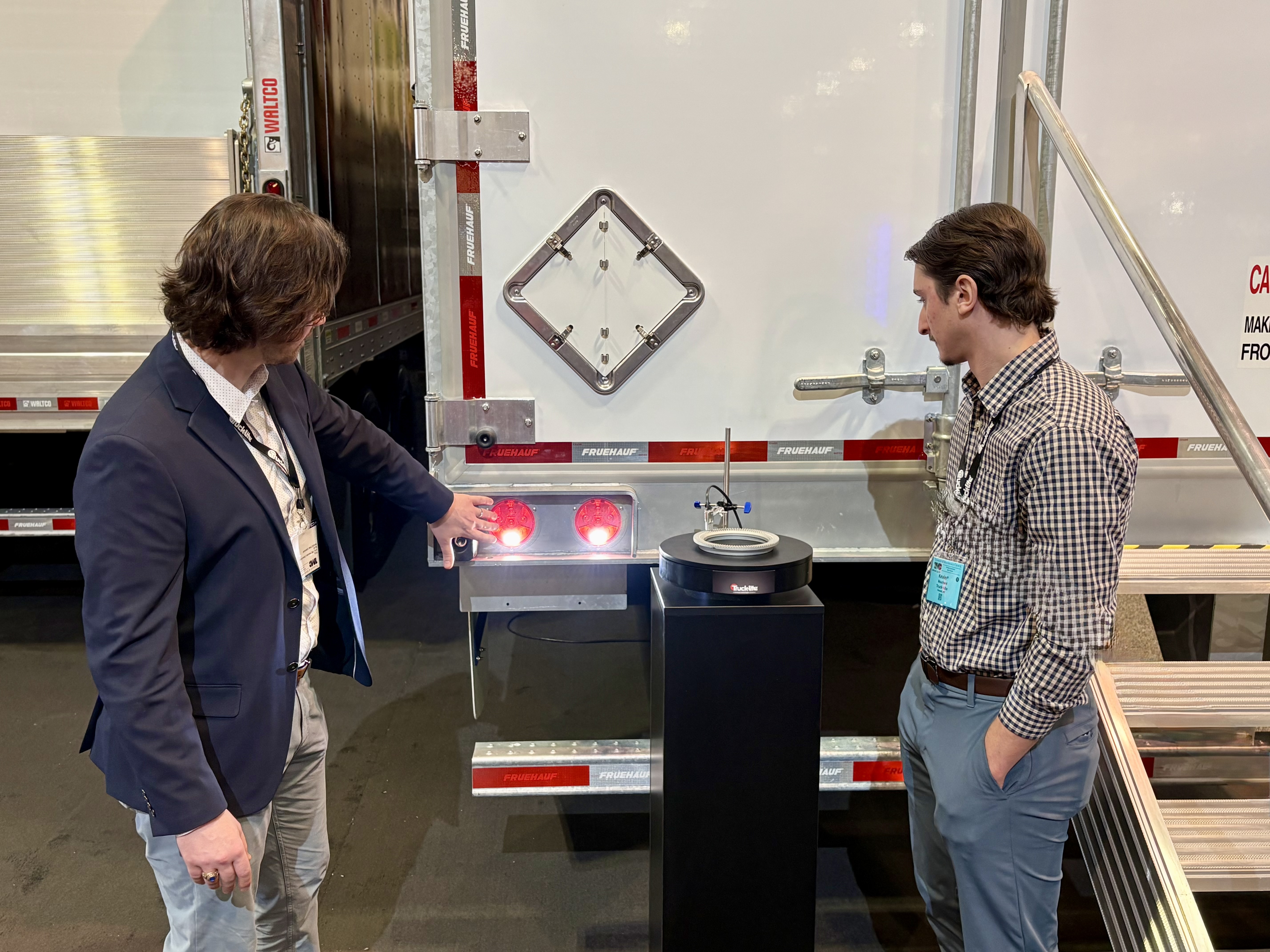Truck-Lite demonstrates its trailer backup safety system.
