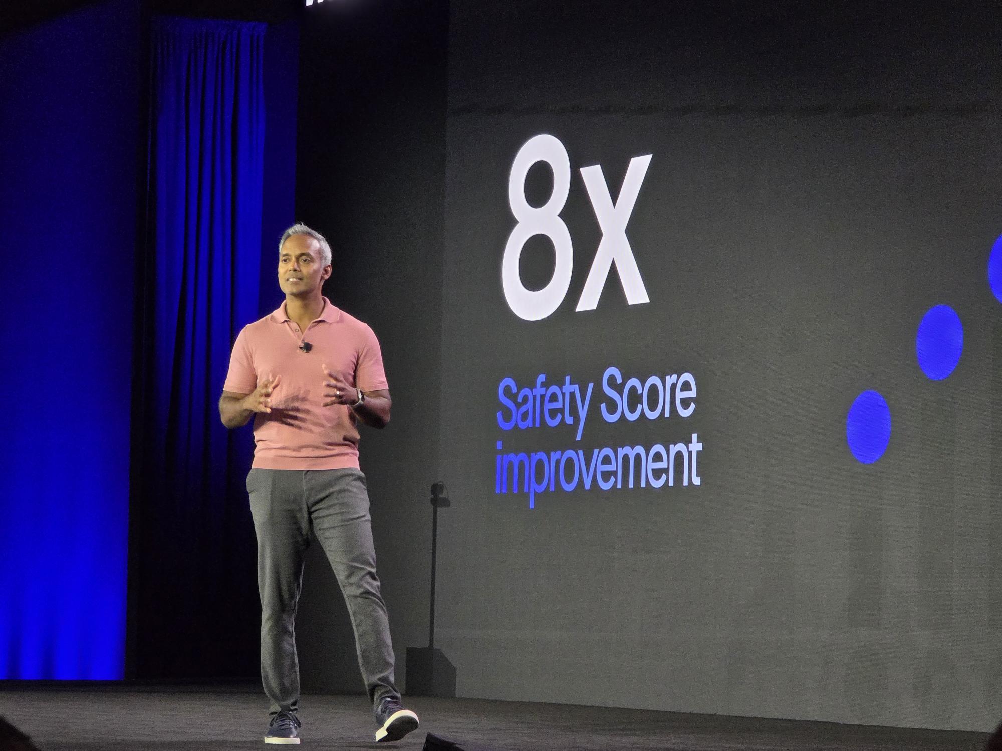 Dinesh Coca, director of product management at Motive, presents enhancements to Motive's AI-powered Workforce Mangement Solution Wednesday at Vision 26 in Nashville.