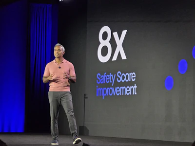 Dinesh Coca, director of product management at Motive, presents enhancements to Motive's AI-powered Workforce Mangement Solution Wednesday at Vision 26 in Nashville.