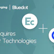 Epic Charging acquires Bluedot Technologies partnership announcement with company logos on teal background