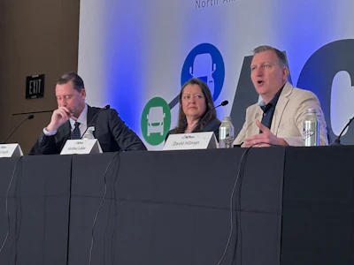 Patrick Couch Senior Vice President, Technical, TRC Companies, Clean Transportation Solutions; Andrea Lukas, director of product management at Cummins; and David Hillman, vice president of integrated technology sales at International.