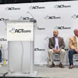 Imon Udeuhi, Cummins general manager of alternative fuels and fuel delivery systems; J.B. Hunt Transport Services Vice President of Energy and Sustainability Jerrod Mounce; Paper Transport Chief Commercial Officer Jared Stedl; Dave DeMoss, co-founder and executive leader of Midwest Logistics Systems; Marc Rowe Director of Sales, Love’s Travel Stops – Alternative Energy.