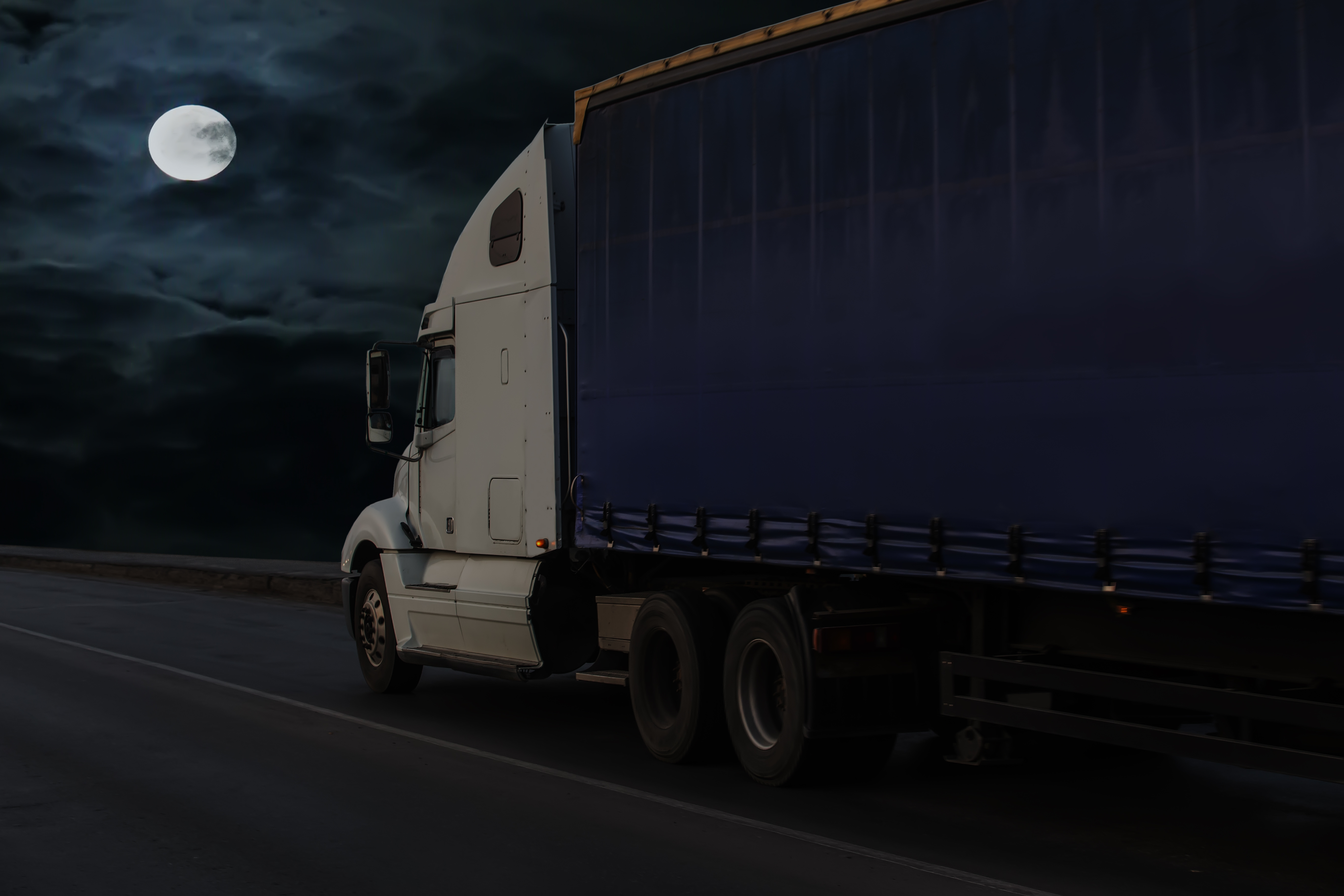 Semi Truck Night Highway Hours Hos