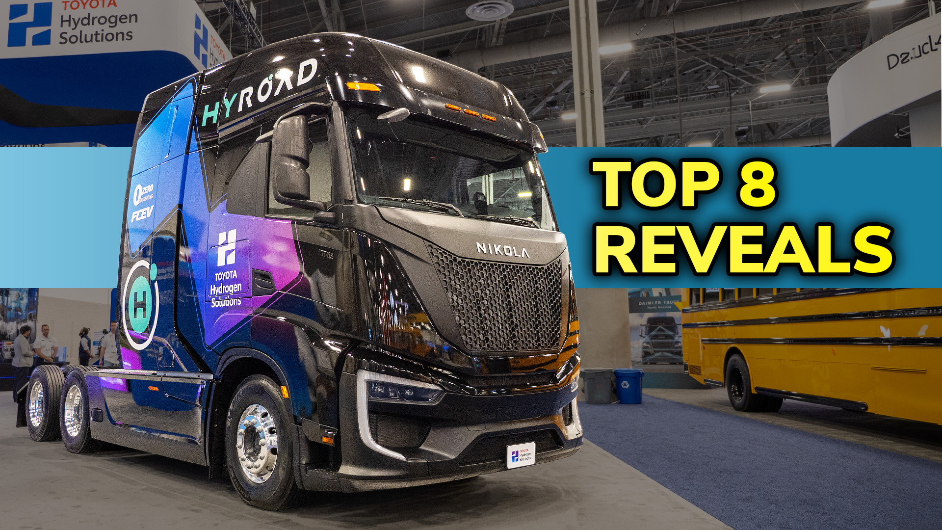 A Hyroad Energy-liveried Nikola FCEV Class 8 semi on display at ACT Expo 2026.