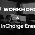 Workhorse and InCharge Energy partnership graphic displayed in office with monitors and team members