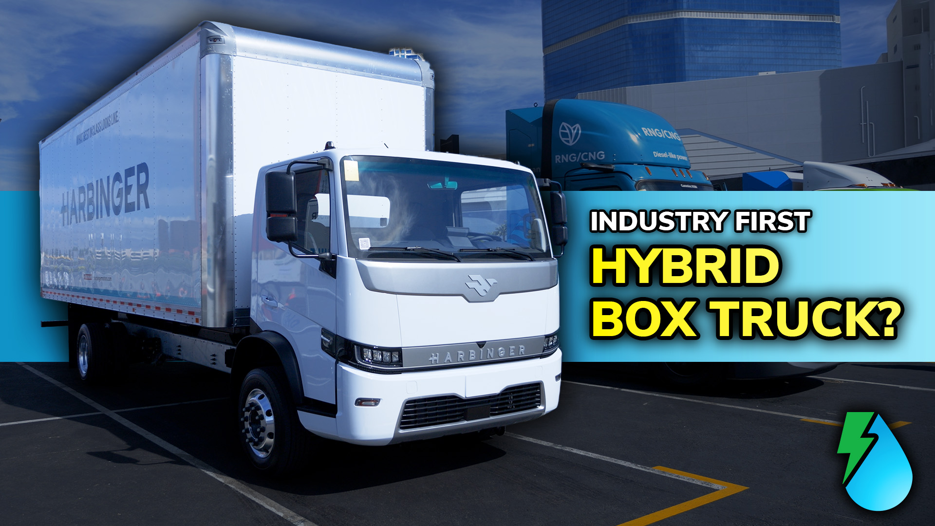 Harbinger Motors' new HC Series hybrid box truck parked outside.