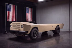 Harbinger's new unmanned hybrid-electric vehicle platform on display.