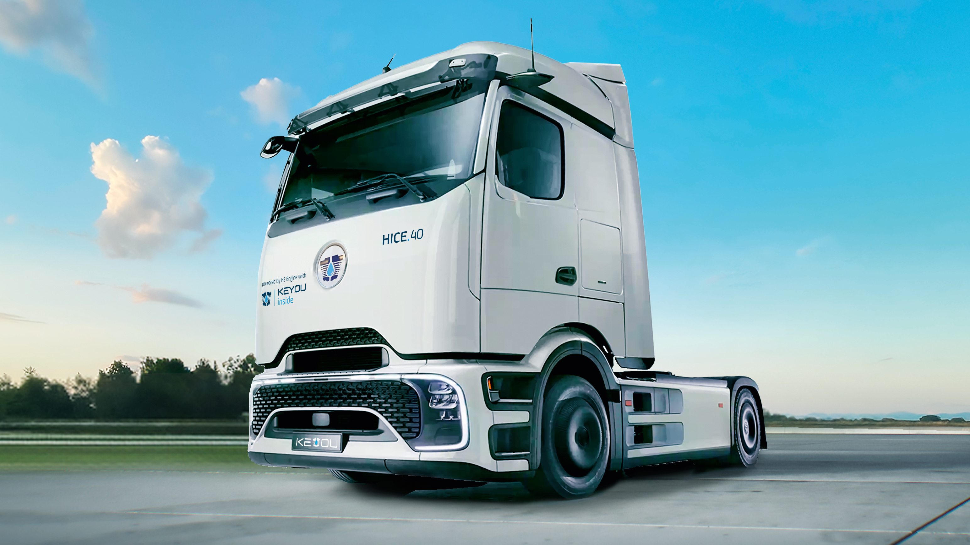 Mercedes-Benz Actros L 1848 tractor converted to run on hydrogen.