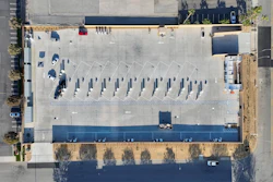 An aerial view of Terawatt's medium- and heavy-duty EV charging hub in Rancho Dominguez, California.