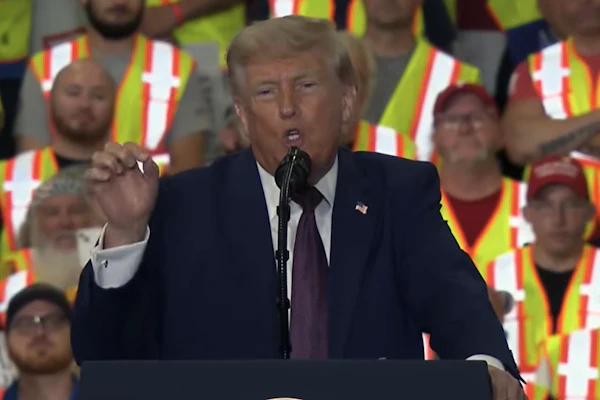 President Donald Trump spoke Tuesday afternoon at Mack Trucks' Lehigh Valley Operations (LVO) in Macungie, Pa.